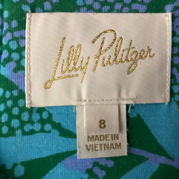 Lilly Pulitzer Vibrant Green and Blue Long Sleeve Dress - Picture 2 of 2